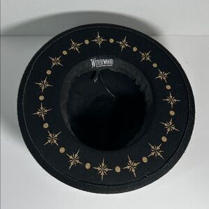 Black Vegan Felt Hat - Gold Starburst Crown